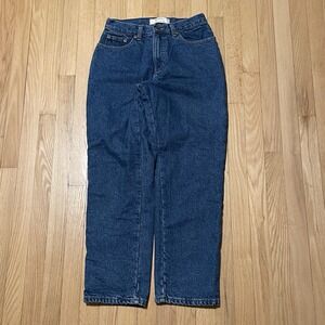 LL Bean Cotton Lined Blue Jeans Women's 8 Relaxed  Fit lined floral-patterned